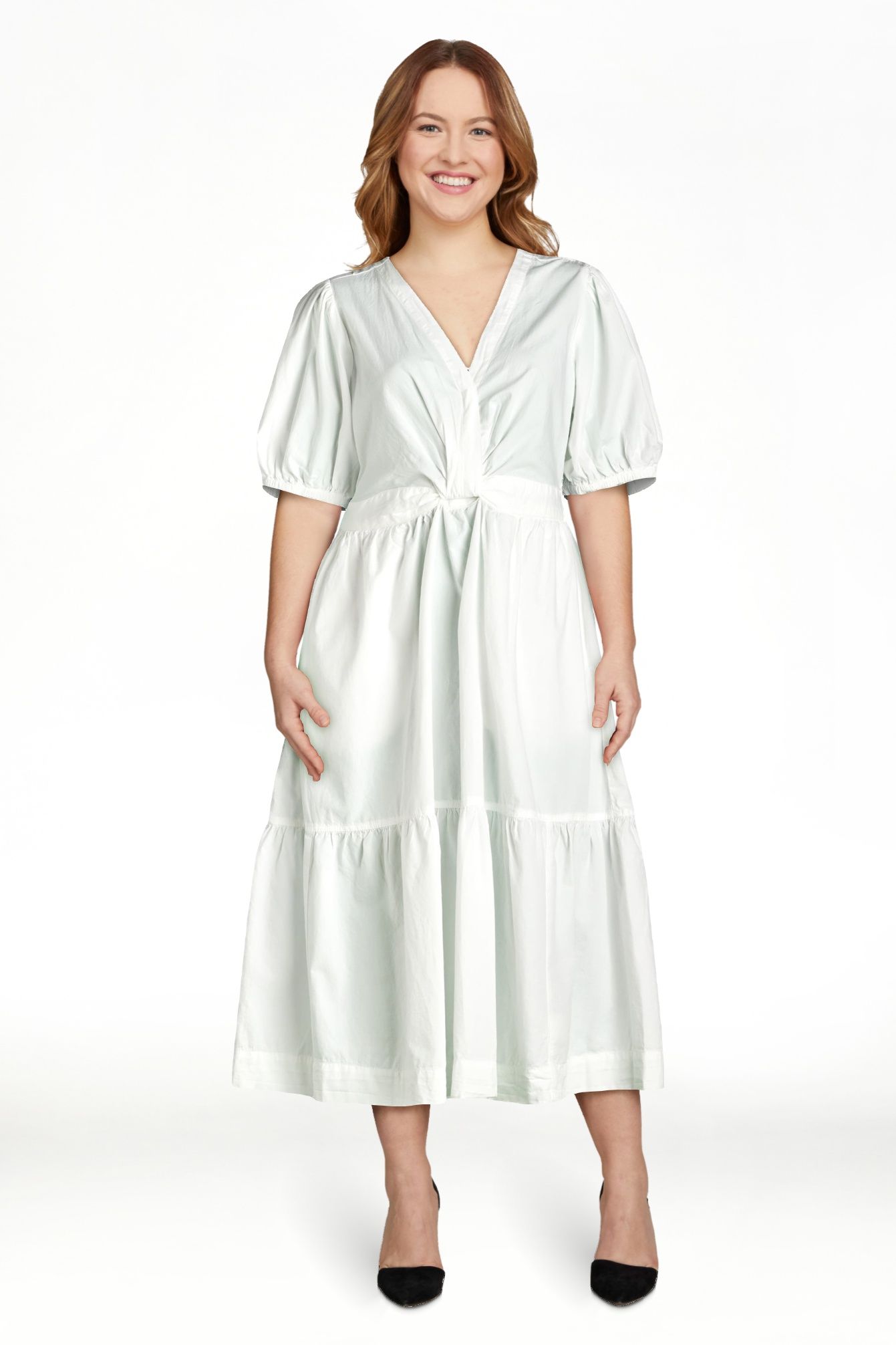 Free Assembly Women's Twist Front Cotton Midi Dress, Sizes XS-XXL | Walmart (US)