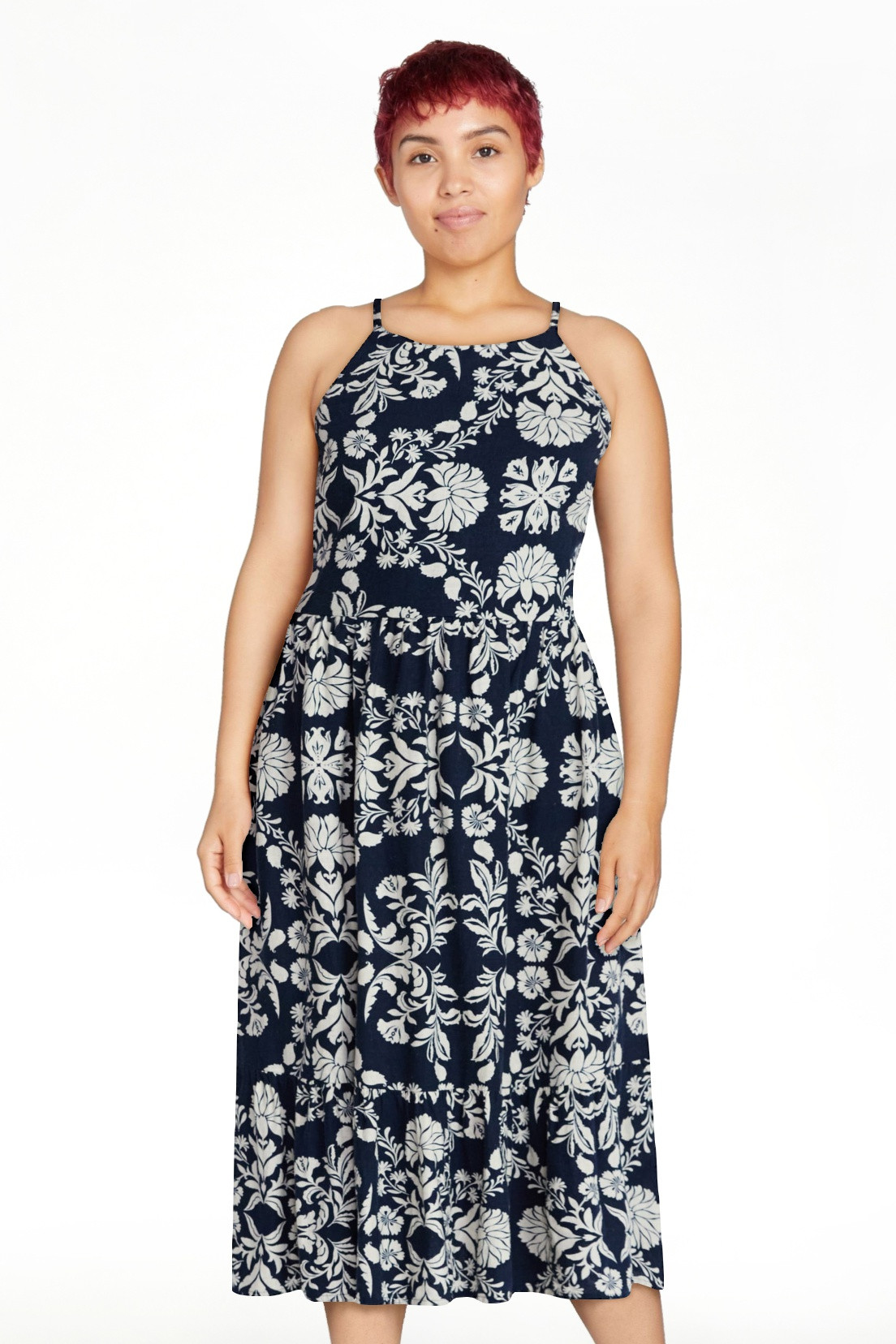 Time and Tru Women's Linen Blend Lace Up Halter Dress, Sizes XS-XXXL | Walmart (US)