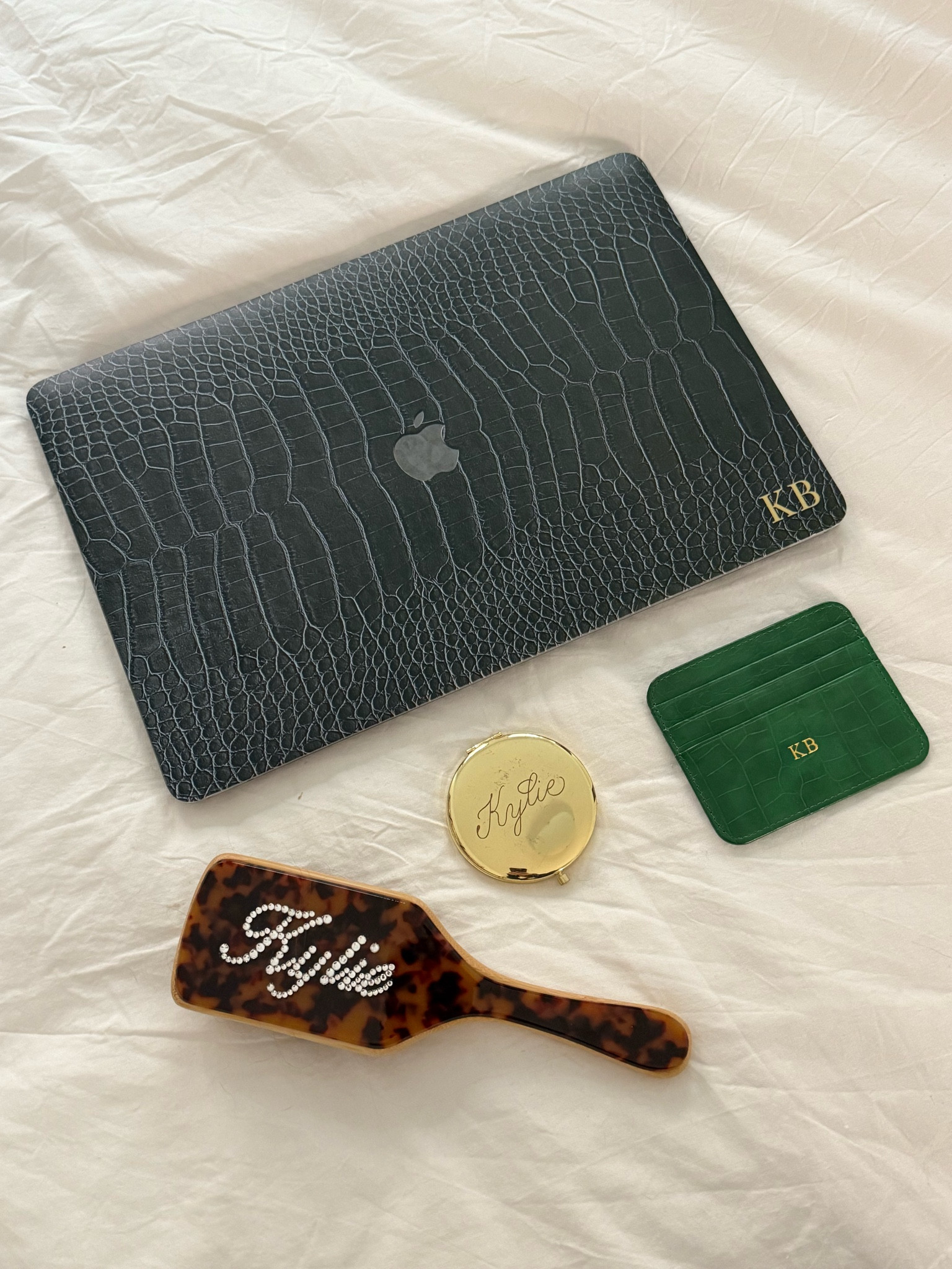 -Wallet & brush are from amazon, the direct links are on my storefront. 
-Mirror & laptop case are from etsy and are linked below 
