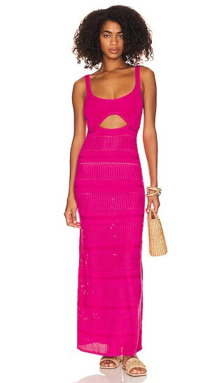 Tayla Pointelle Maxi Dress in Hot Pink | Revolve Clothing (Global)
