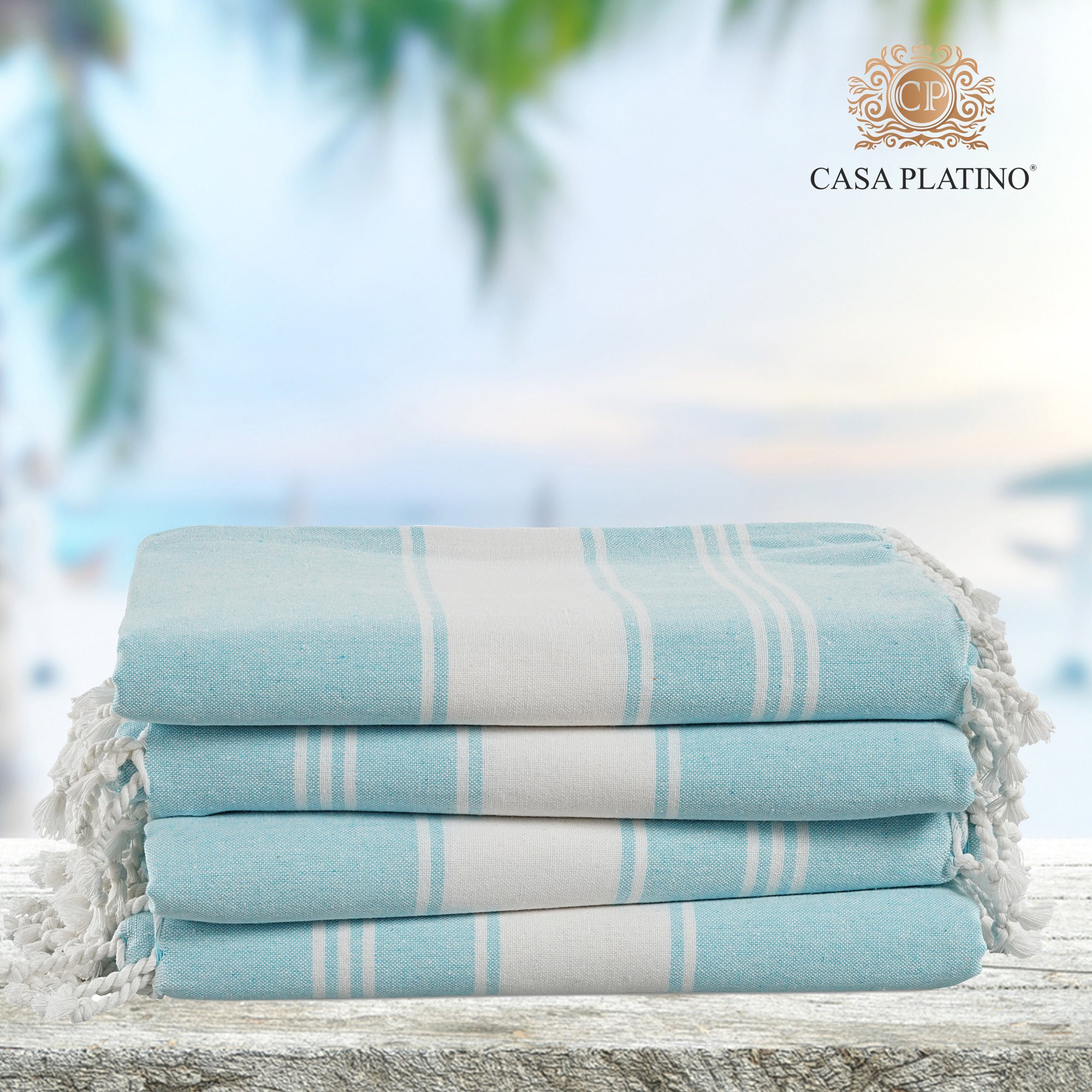 Casa Platino Cotton Beach Towel Set of 4, Peshtemal turkish towel 39"x71", Pool Absorbent Extra L... | Walmart (US)