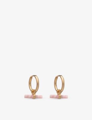 Mini T-bar 22ct gold-plated sterling silver and rose huggies | Selfridges