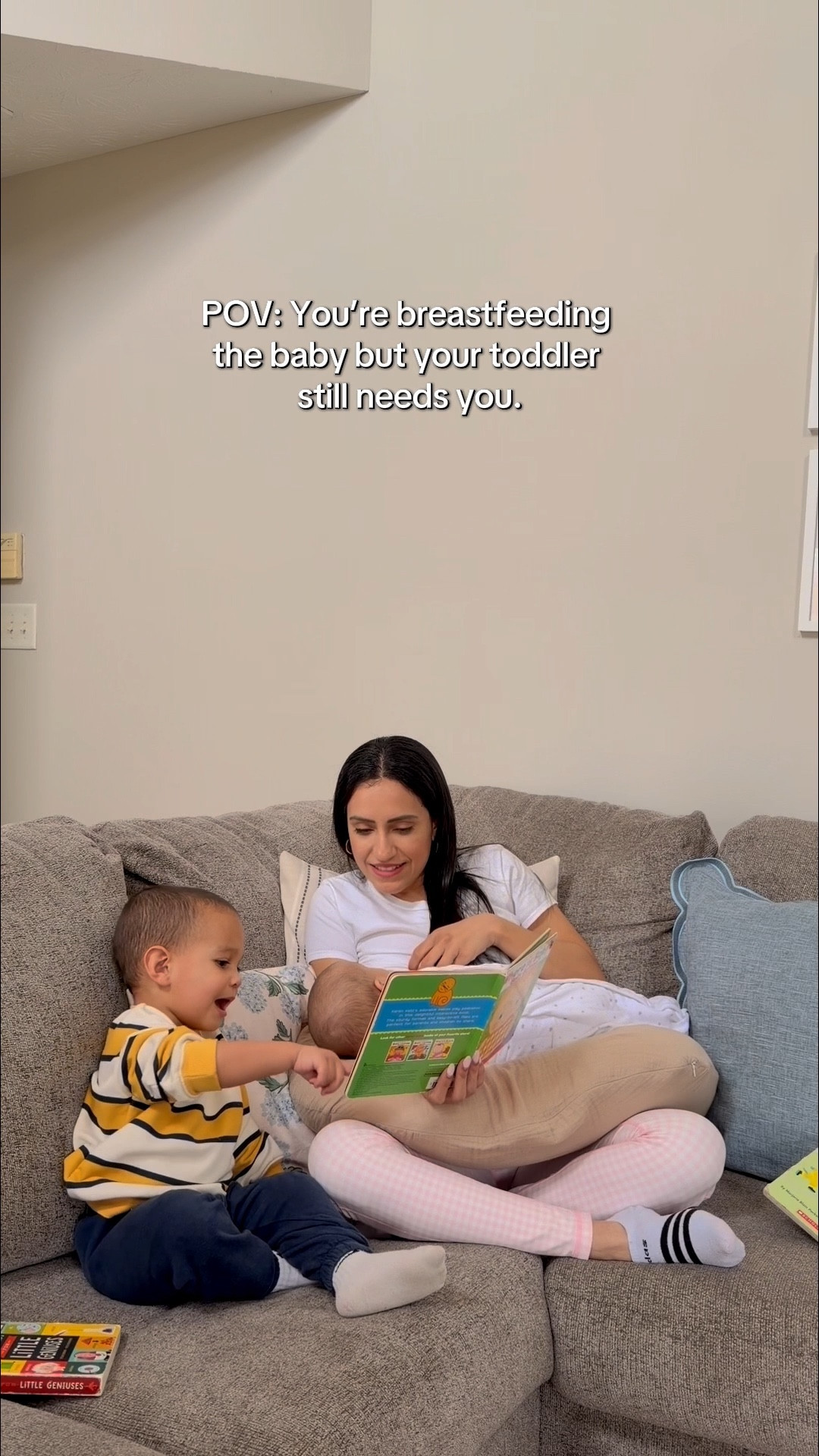 Breastfeeding my 4th baby while reading to my 3rd. 🤍

It’s not always the quiet, peaceful moment people imagine. Sometimes it looks like this feeding the baby, turning pages, answering questions, and making sure the other little hearts still feel seen.

Motherhood is multitasking, messy, exhausting… and somehow still so beautiful.

To every breastfeeding mom juggling more than one little human — I see you. 🤍  

#mom #breastfeeding 

#LTKBaby #LTKmomlife #LTKKids
