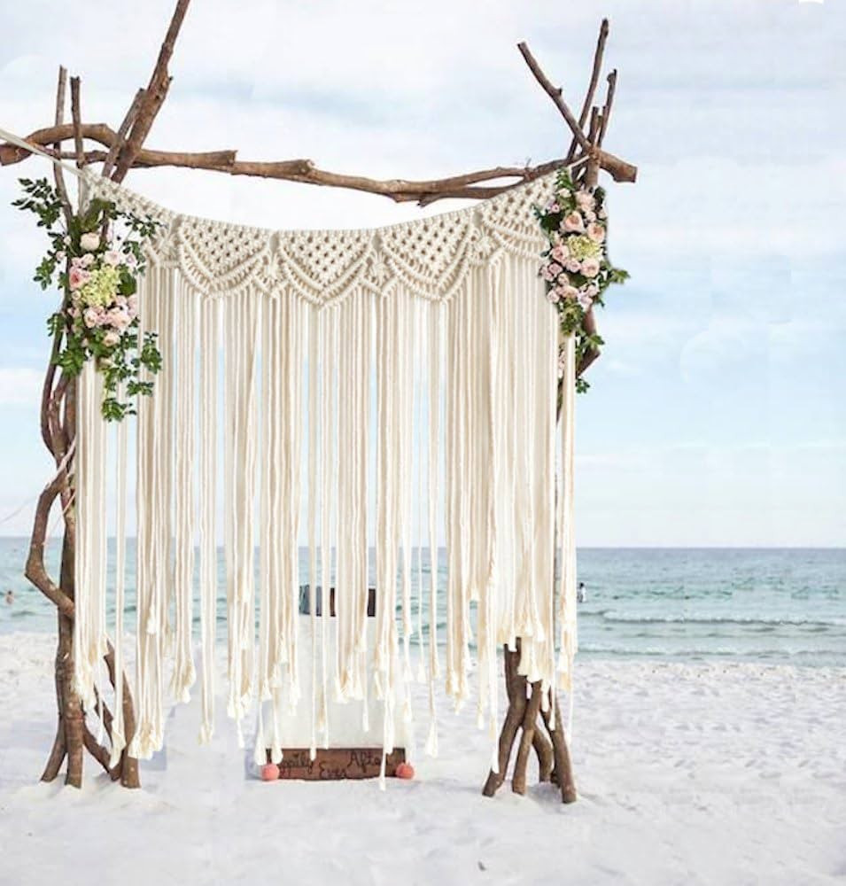 Flber Macrame Wall Hanging Boho Wedding Hanger Cotton Handmade Wall Art Home Wall Decor,42"x 35" | Amazon (US)