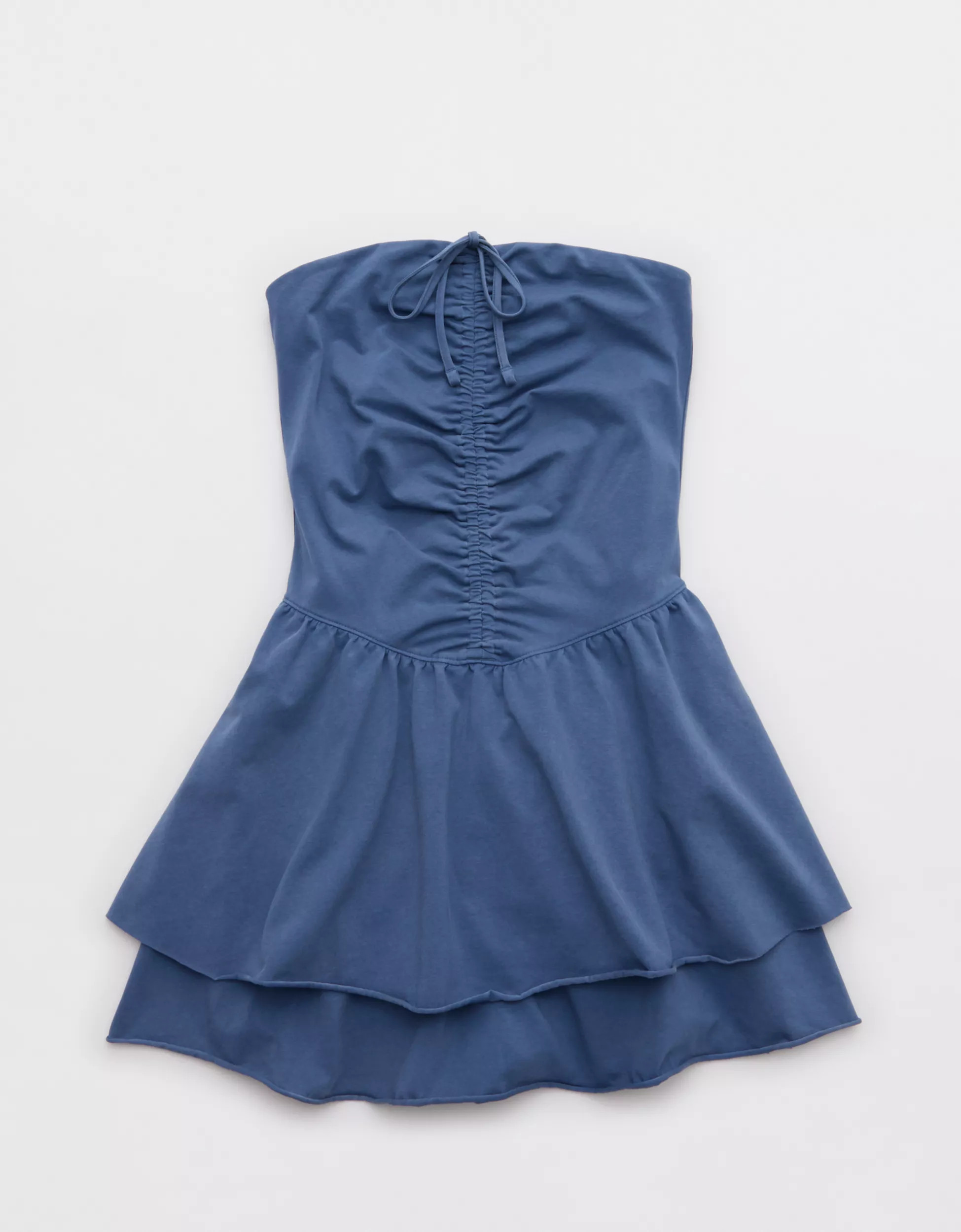 OFFLINE By Aerie OG Cotton Strapless Ruched Mini Dress | American Eagle Outfitters (US & CA)