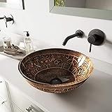 VIGO Golden Greek Glass Vessel Bathroom Sink and Olus Wall Mount Faucet with Pop Up, Antique Rubbed  | Amazon (US)