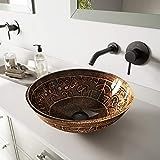 VIGO Golden Greek Glass Vessel Bathroom Sink and Olus Wall Mount Faucet with Pop Up, Antique Rubbed  | Amazon (US)