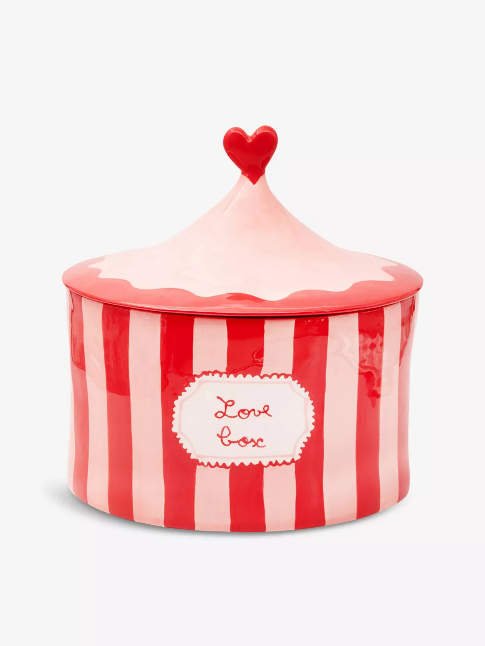 Love Box hand-painted ceramic storage jar 23cm | Selfridges