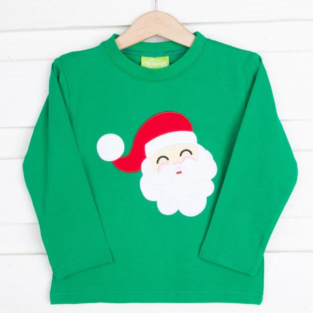 Happy Santa Green Long Sleeve Shirt | Classic Whimsy