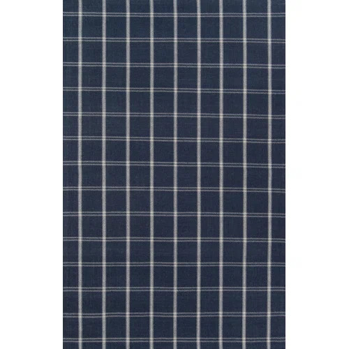 Tamworth Plaid Handwoven Wool/Viscose Navy Area Rug | Wayfair Professional