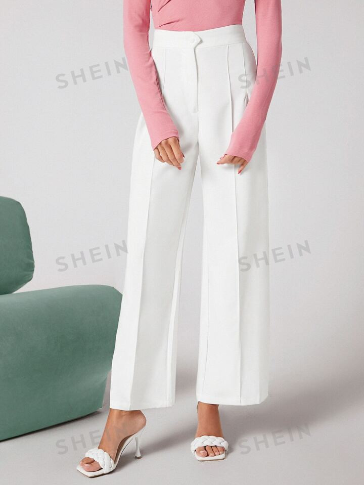 SHEIN BIZwear Seam Front Solid Tailored Pants Workwear | SHEIN