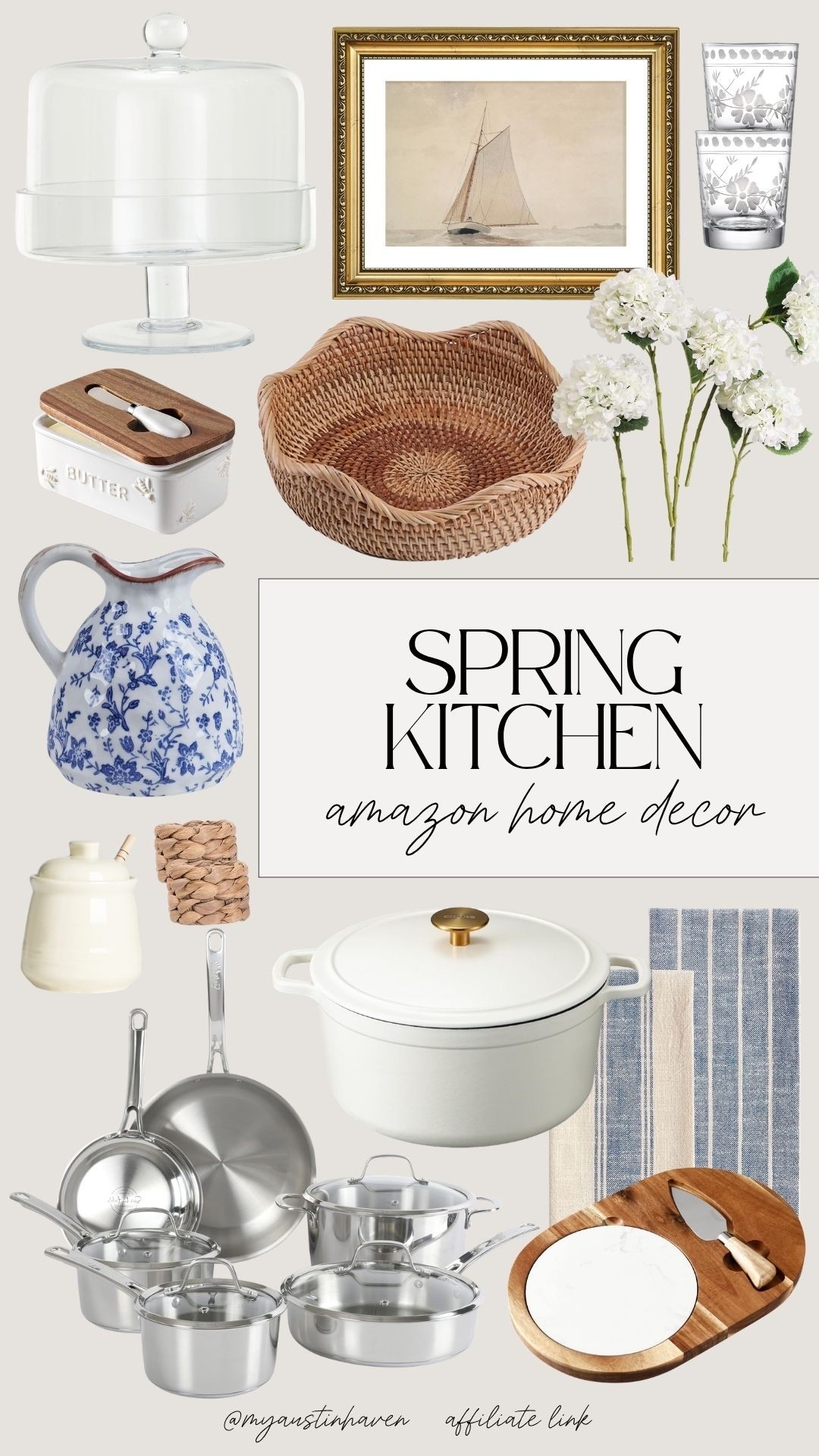 Spring kitchen refresh 💙🌿 Timeless pieces that make your space feel fresh, warm and put together. All amazon finds linked. ✨

Spring kitchen decor, Nancy Meyers aesthetic, amazon home finds, kitchen refresh ideas, classic kitchen style, blue and white decor, neutral kitchen accessories, cottage kitchen aesthetic, traditional home decor, woven basket decor, glass cake stand, butter dish ceramic, kitchen styling ideas, everyday kitchen essentials, timeless home style, cozy kitchen decor, elevated home finds, hosting essentials kitchen, light and airy home, blue and white.

#LTKdayinmylife #LTKHome #LTKfoodie