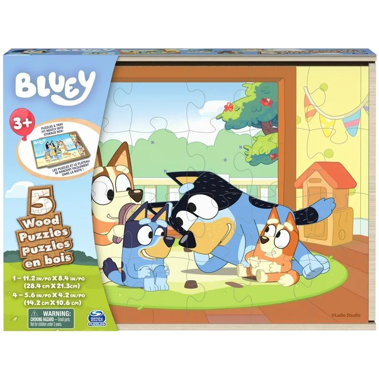Bluey, 5-Pack of Wood Jigsaw Puzzles in Storage Box | Walmart (US)