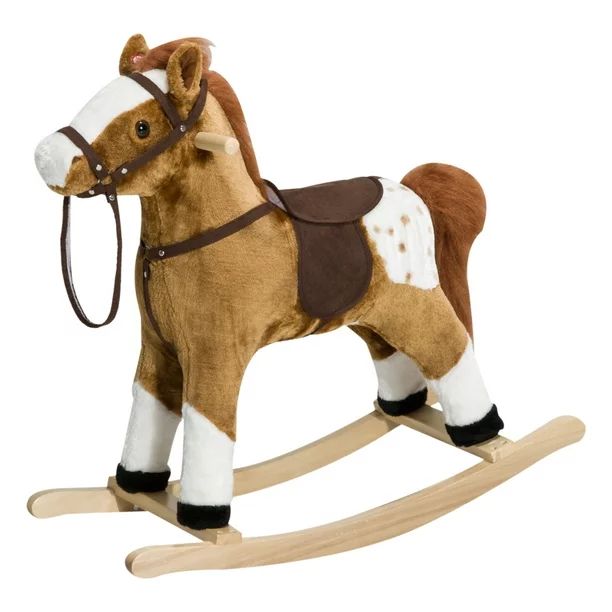 Qaba Kids Plush Interactive Rocking Horse Pony Toy with Realistic Sounds, Brown | Walmart (US)