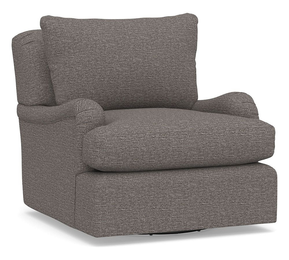Carlisle English Arm Upholstered Swivel Armchair | Pottery Barn (US)
