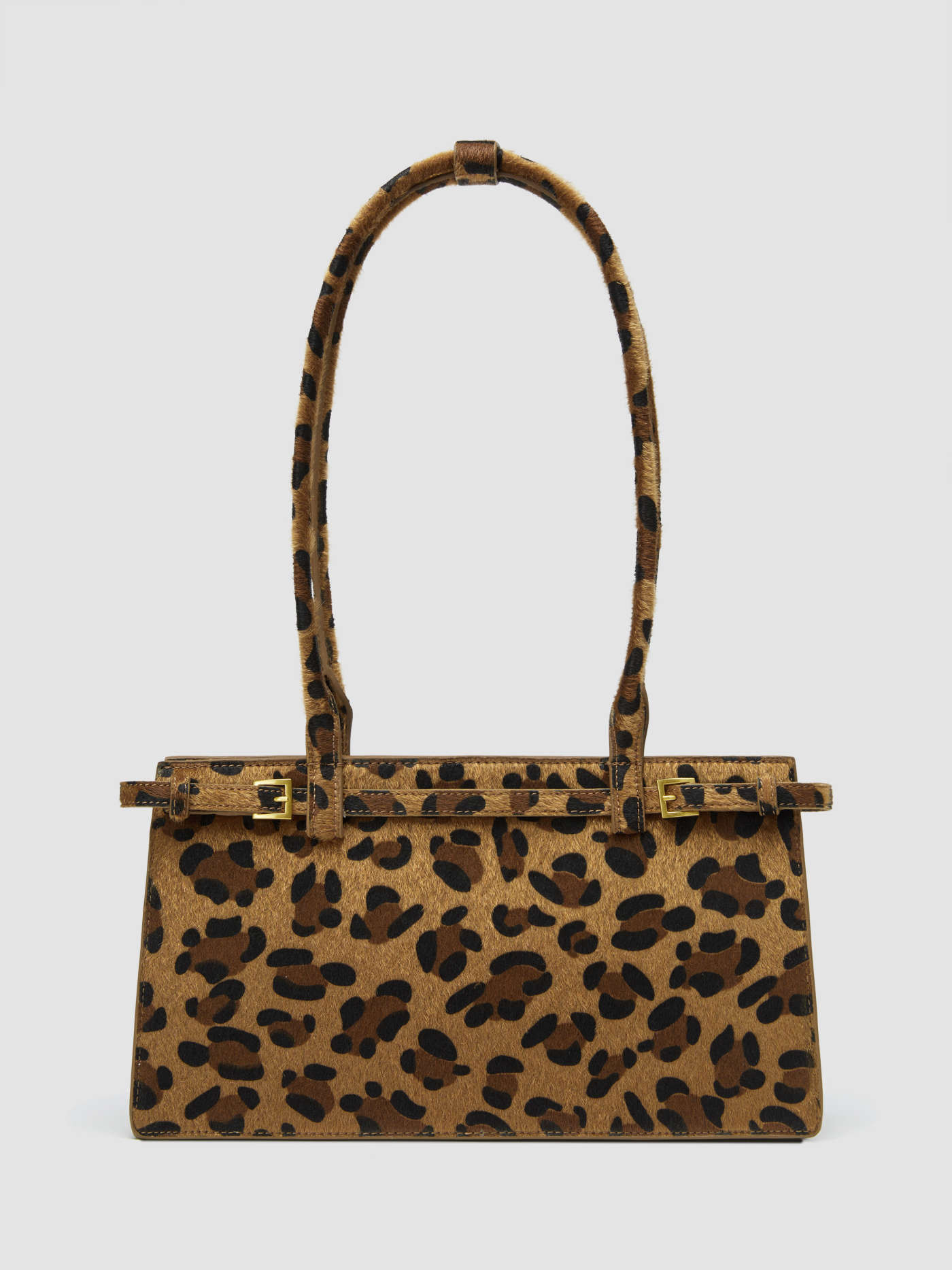Faux Leather LEOPARD PRINT BELTED FAUX HORSE HAIR SHOULDER BAG For Daily Casual Date | Cider