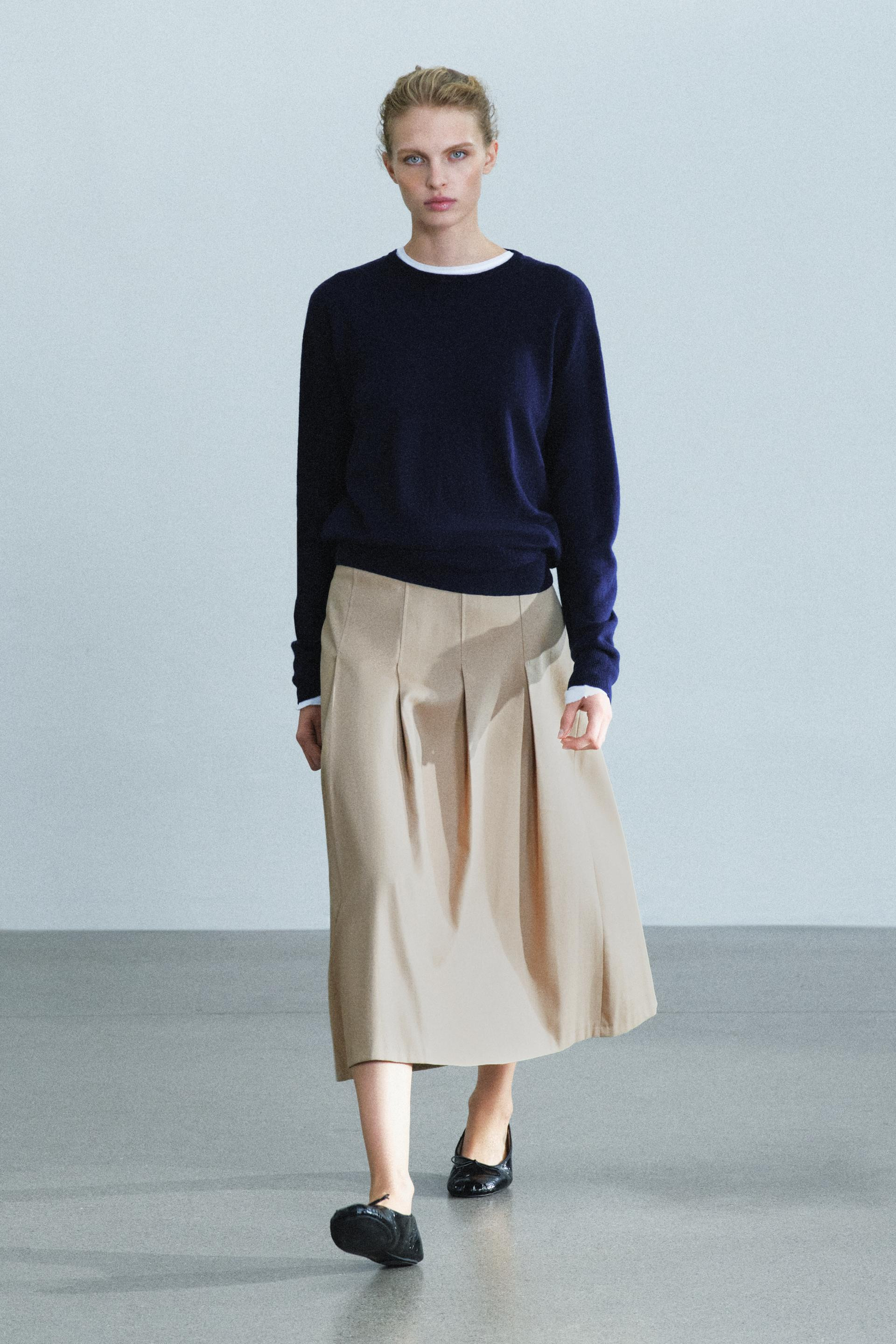 Zara - Zw Collection Pleated Midi Skirt - Mid-Camel - L - Woman | Zara US