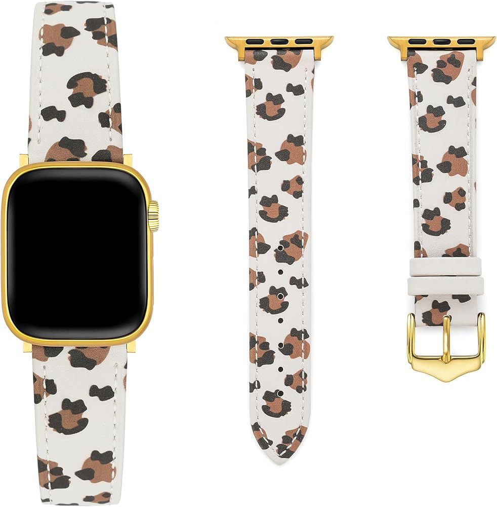 Classic Leopard Genuine Leather Watch Band for Women Compatible with Apple Watch 38/40/41/42/44/4... | Amazon (US)