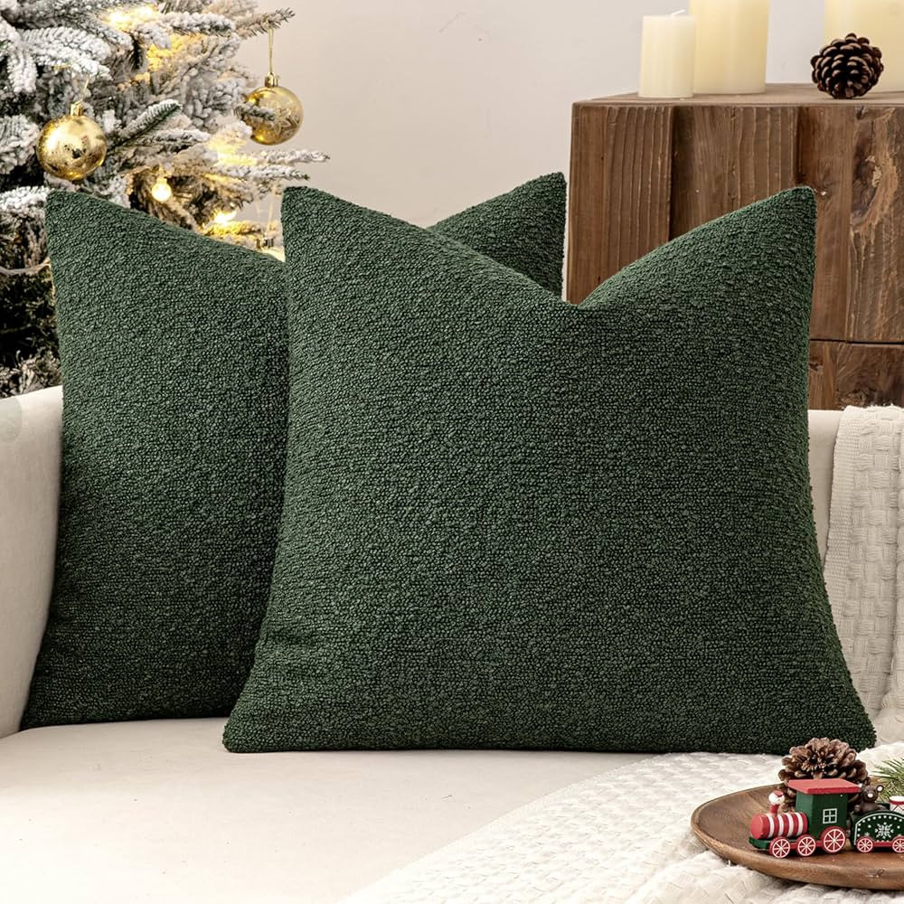 MIULEE Set of 2 Christmas Dark Green Throw Pillow Covers 20x20 Inch Decorative Couch Pillow Cover... | Amazon (US)