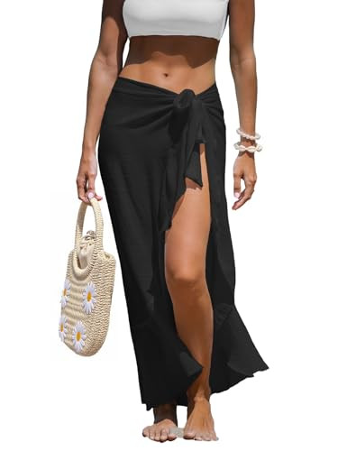 CUPSHE Women's Sarong Cover Up Chiffon Swimwear Wrap Skirt Self Tie Ruffle Beach Cover Ups | Amazon (US)