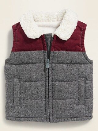 Sherpa-Collar Corduroy/Tweed Quilted Vest for Baby | Old Navy (US)