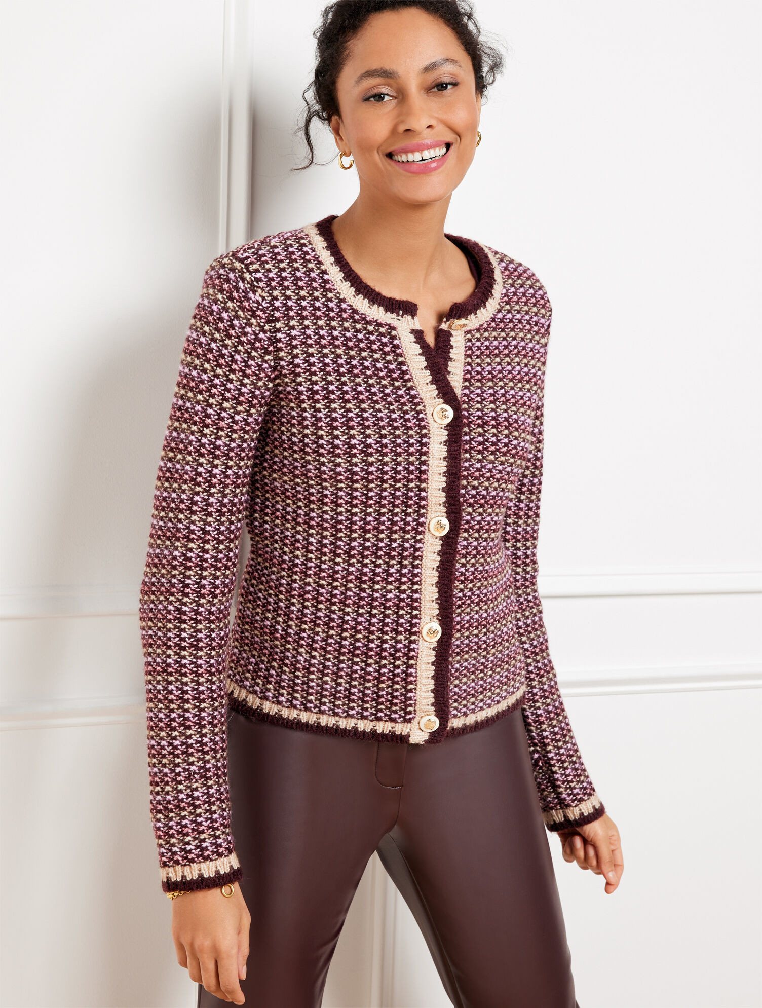 Tweed Crewneck Cardigan | Talbots