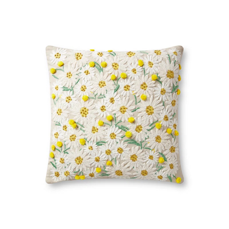 Rifle Paper Co. x Loloi PRP0018 Daisies Beige 18" x 18" Pillow | Wayfair North America