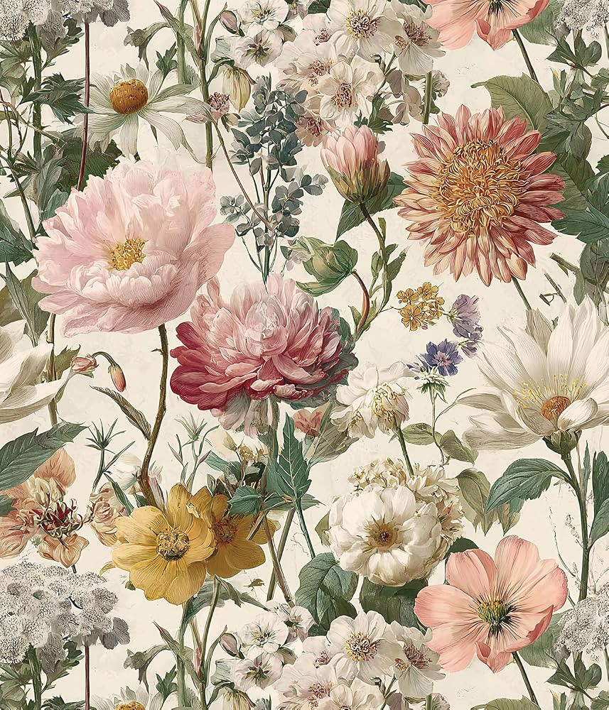 Orainege Vintage Floral Peel and Stick Wallpaper Self Adhesive Wallpaper | Amazon (US)