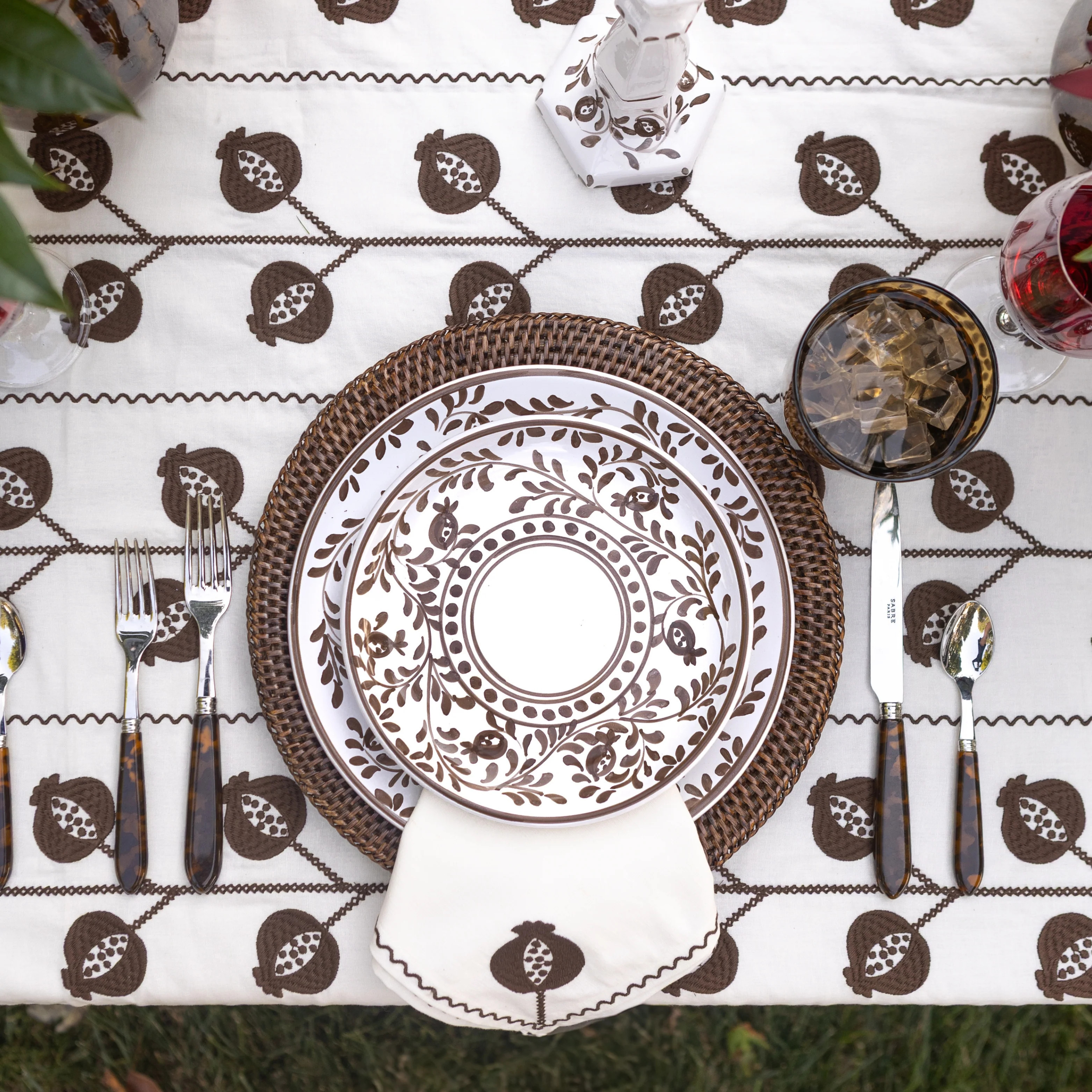 Pomegranate Scroll Chocolate Dinner Plate Set of 2 | Pomegranate