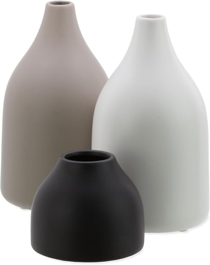 Ceramic vase Set of 3,Small vases for entryway Table Decor,Simple Black and White Gray Ceramic va... | Amazon (US)