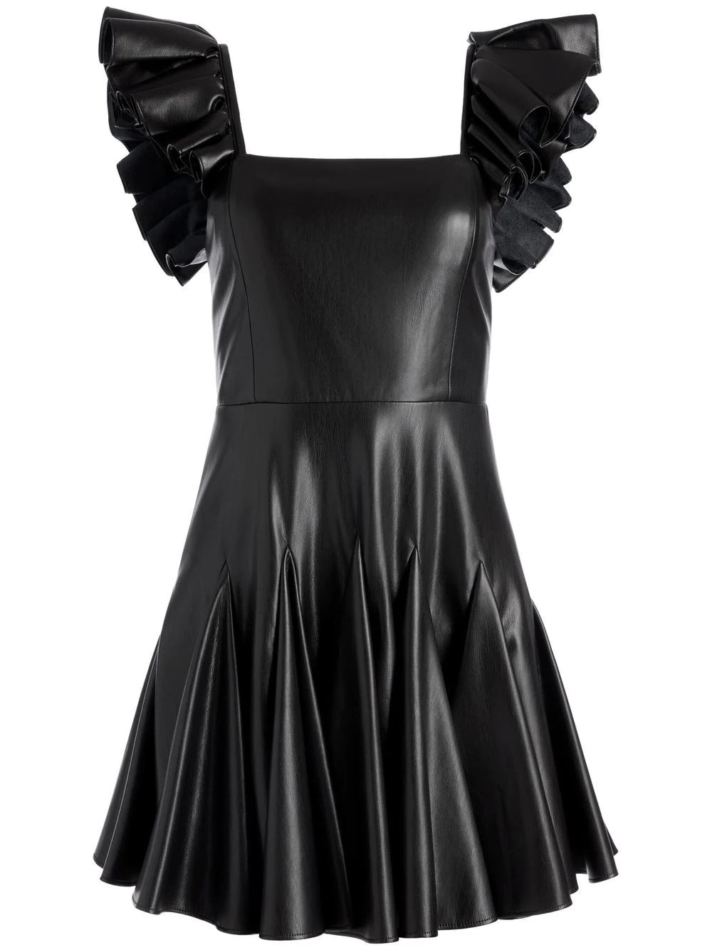 Alice + Olivia Ginny vegan-leather Godet Dress - Farfetch | Farfetch Global