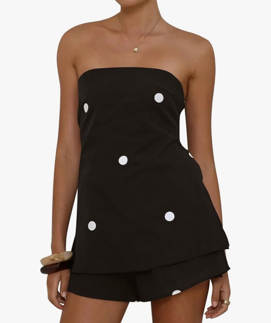 Two piece matching set black and white polka dot tube top and shorts

#LTKootd #LTKdayinmylife #LTKU