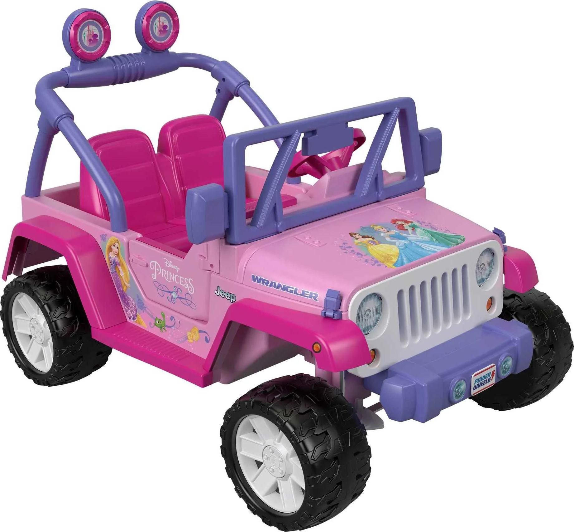 12V Power Wheels Disney Princess Jeep Wrangler Battery Powered Ride-On Vehicle with Sounds | Walmart (US)