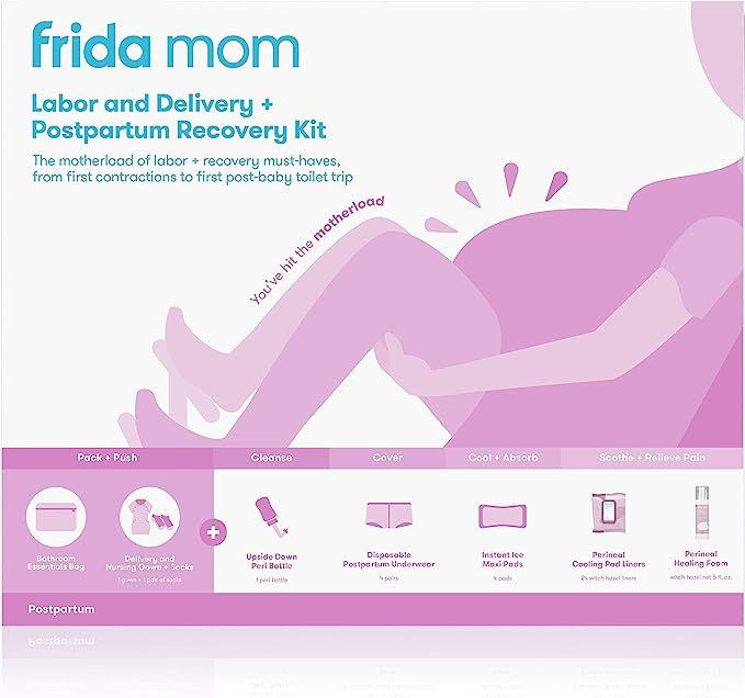 Frida Mom Hospital Packing Kit for Labor, Delivery, Postpartum | Nursing Gown, Socks, Peri Bottle... | Amazon (US)