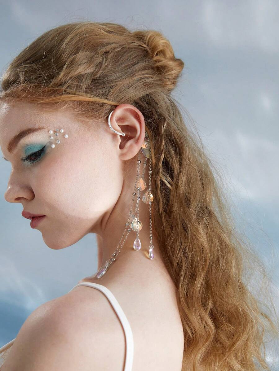 Fairycore Mermaid 1pair Glamorous Zinc Alloy Fish Scales Ear Wraps For Women For Daily Decoration | SHEIN