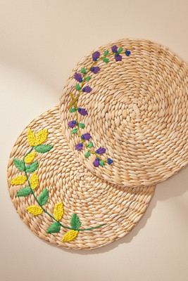 Woven Floral Embroidered Placemat | Anthropologie (US)