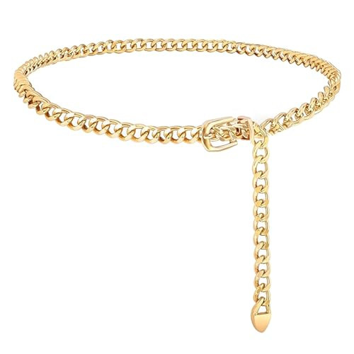 41.5Inch Gold Chain Belt For Women Adjustable Waist Belt Fashion Metal Dress Belts For Jeans Dresses Body Link Waist Chain(27.5"-33.5") (Gold, 41.5inch/105cm) | Amazon (US)
