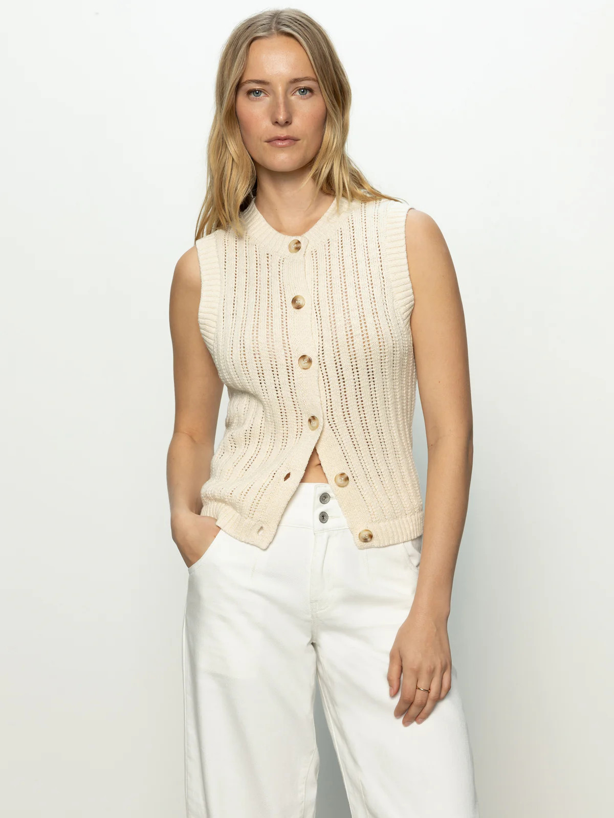 Pointelle Shell Sweater Eco Natural | Sanctuary Clothing