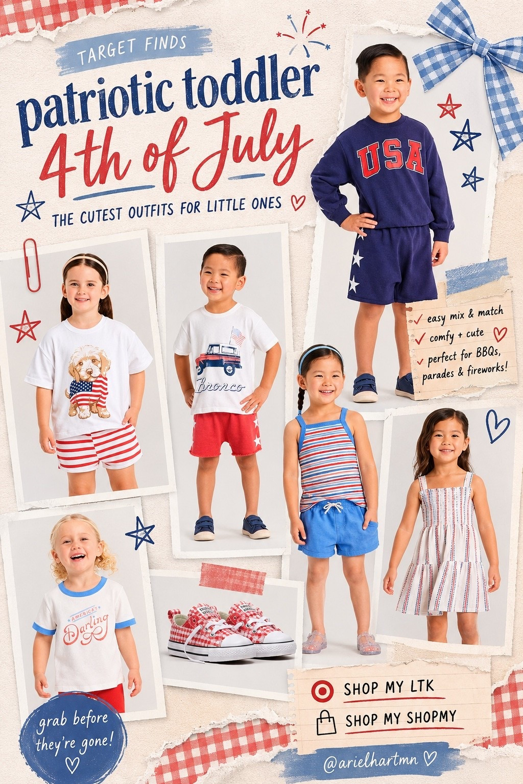 I can’t get enough of the target toddler section right now! I love how many outfits can mix and match are gender neutral and allow for all the patriotic fun this 4th of July and Memorial Day