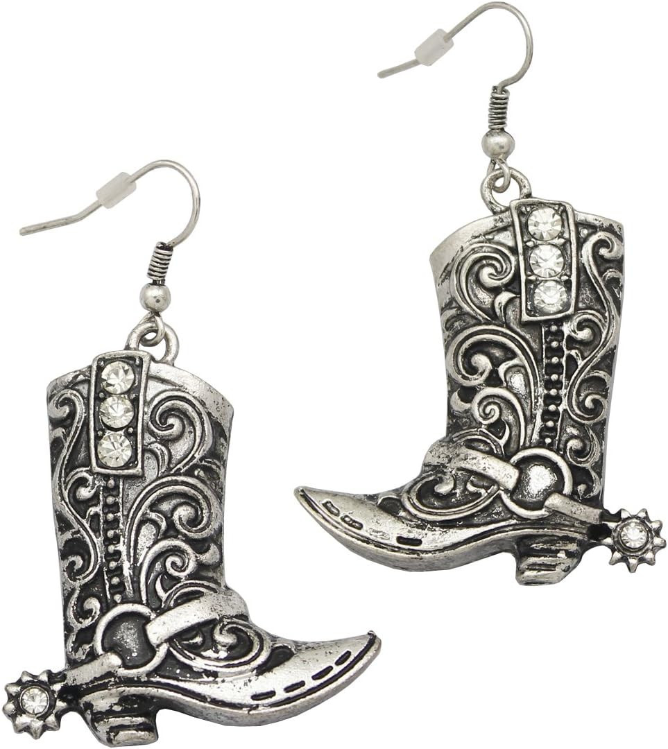 RechicGu Western West Cowgirl Texas Boots Spur Dangle Drop Earrings Rodeo Boho Fancy Dress Costum... | Amazon (US)