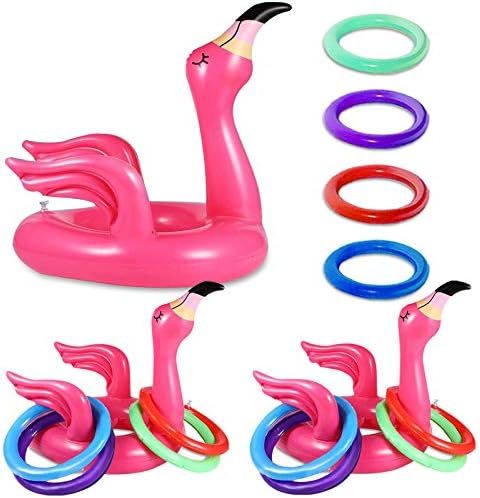 3 Pack Flamingo Inflatable Pool Ring Toss Games for Kids, Floating Swimming Pool Ring with 12 Rings  | Amazon (US)