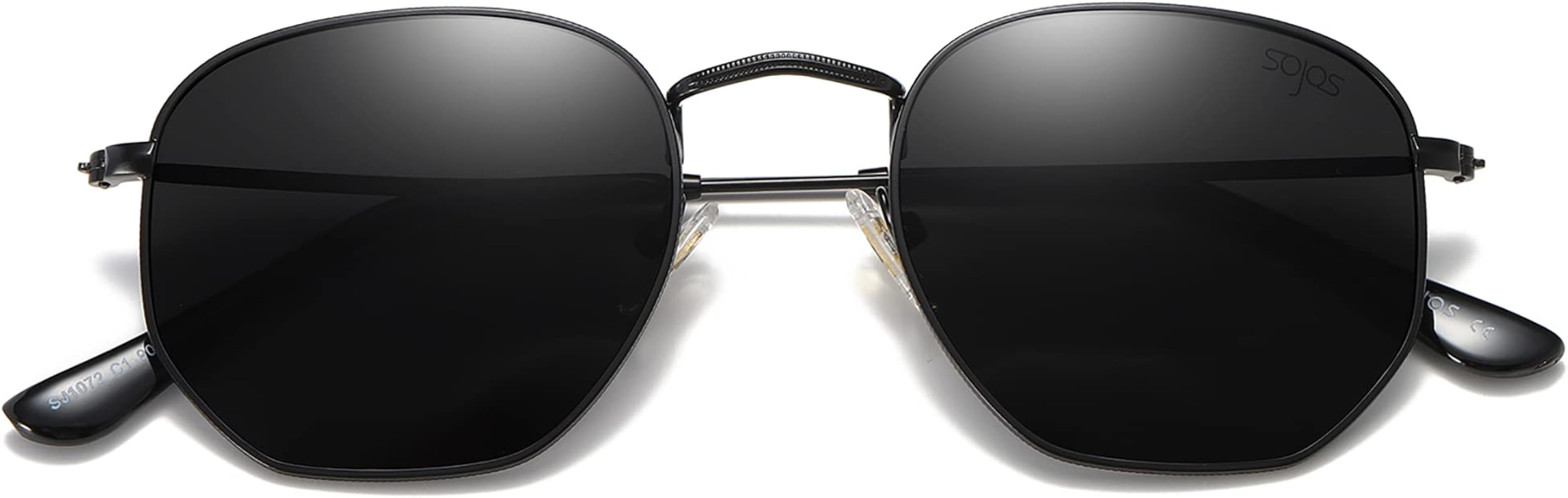 SOJOS Square Polarized Sunglasses for Women Men Small Hexagonal Polygon Mirrored Lens SJ1072 | Amazon (US)