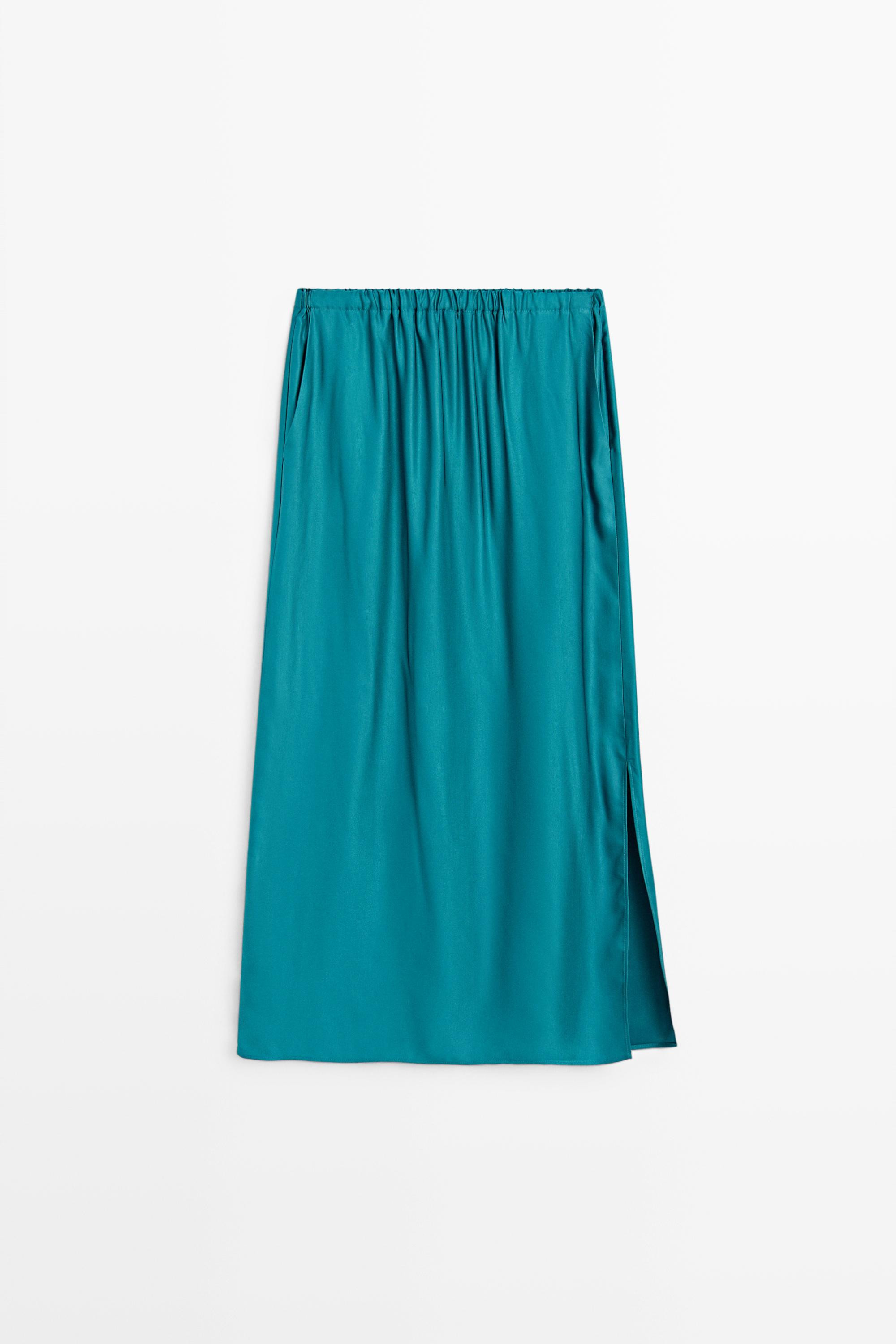 Satin midi skirt with pockets | Massimo Dutti US