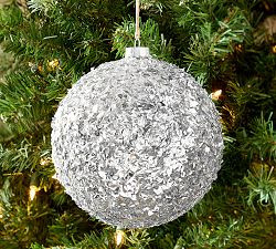 Oversized Silver Glitter Ornament | Pottery Barn (US)