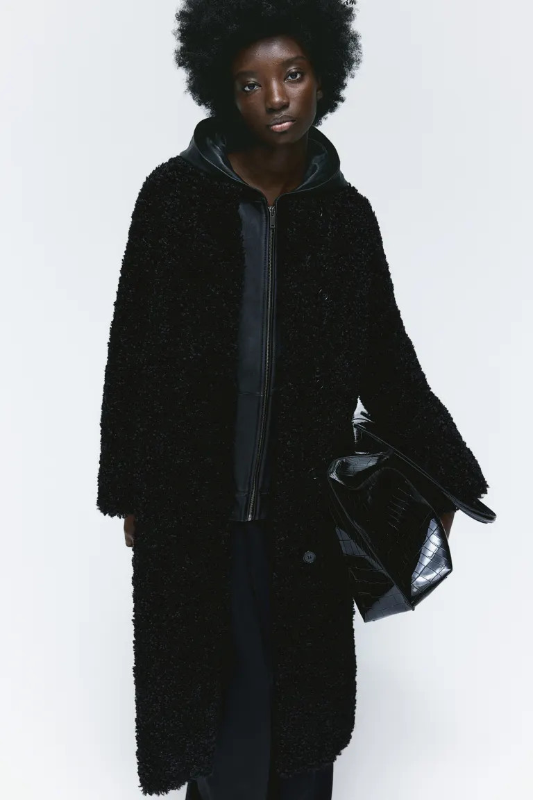 Teddy coat - Black - Ladies | H&M GB | H&M (UK, MY, IN, SG, PH, TW, HK)