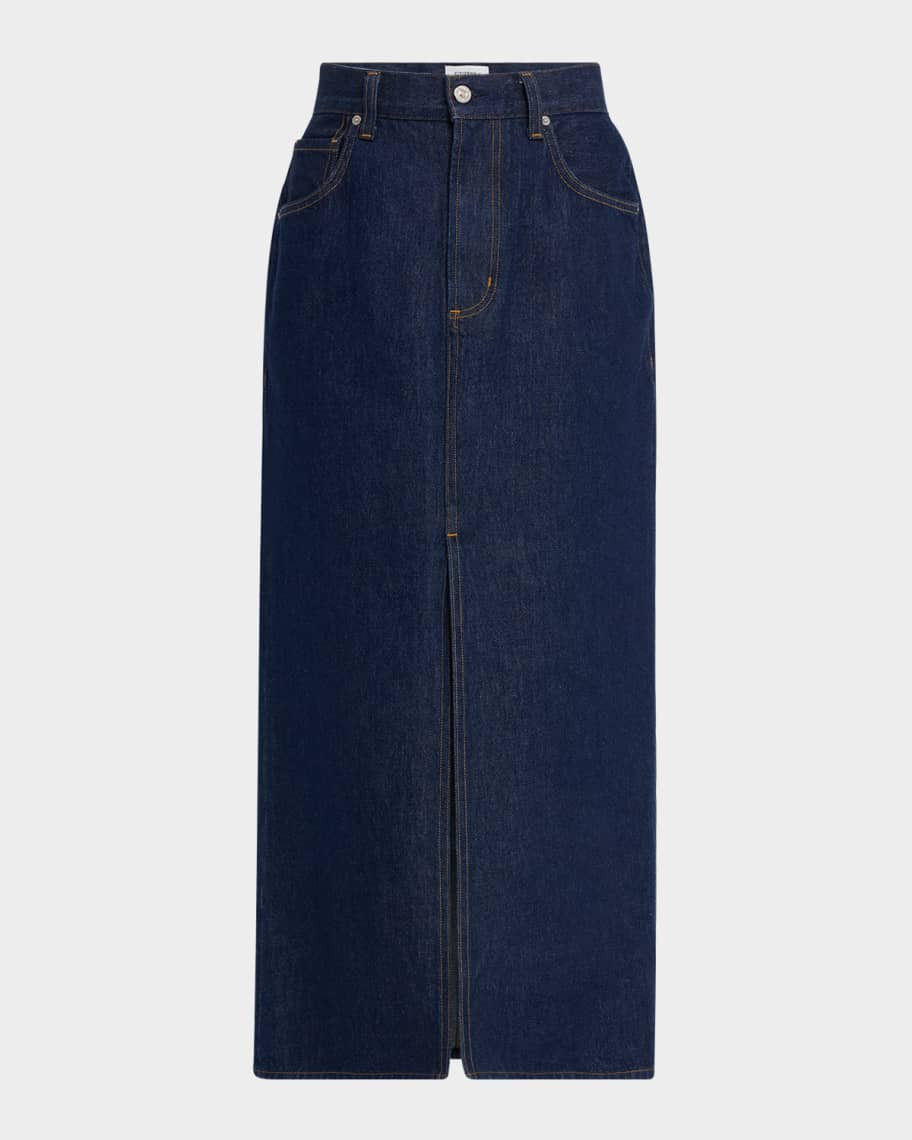 Good Work by Argent x Citizens of Humanity Gwynn Cotton Denim Midi Pencil Skirt | Neiman Marcus