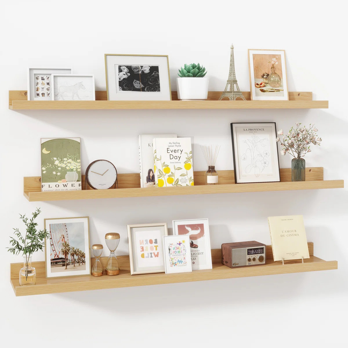 Wall-Mounted Floating Shelves for Bedroom, Living Room (Set of 3) | Wayfair North America