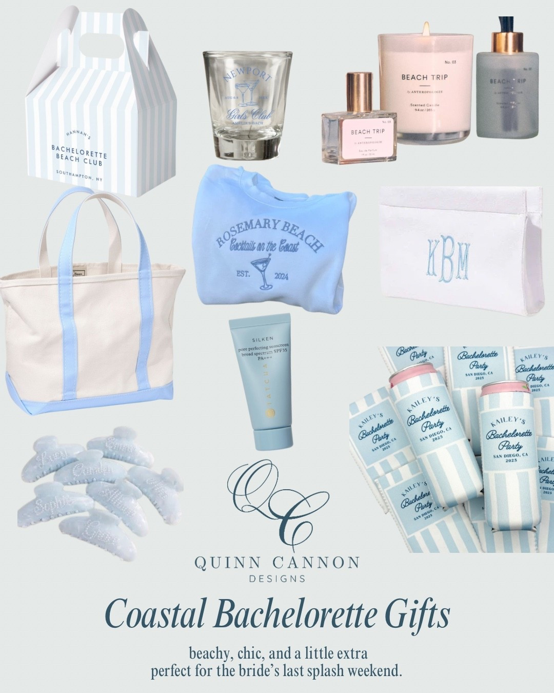 coastal bach gifts, but make them cute 🌊🩵
little details, personalized touches, and beachy vibes your girls will actually use all weekend long.

#coastalbachelorette #bachgifts #bacheloretteparty #lastsplash #bridetobe #beachyvibes #bacheloretteinspo #brideera #coastalaesthetic #bachweekend

#LTKSwim #LTKTravel #LTKWedding