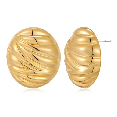 MUYAN Chunky Gold Textured Earrings for Women Trendy Minimalist Large Chunky Studs Fashion Jewelr... | Amazon (US)