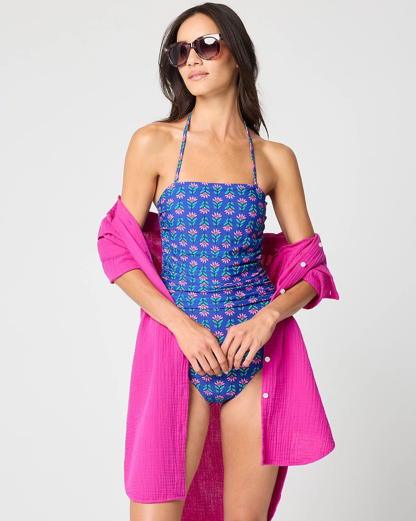Printed strapless one-piece swimsuit | J.Crew Factory